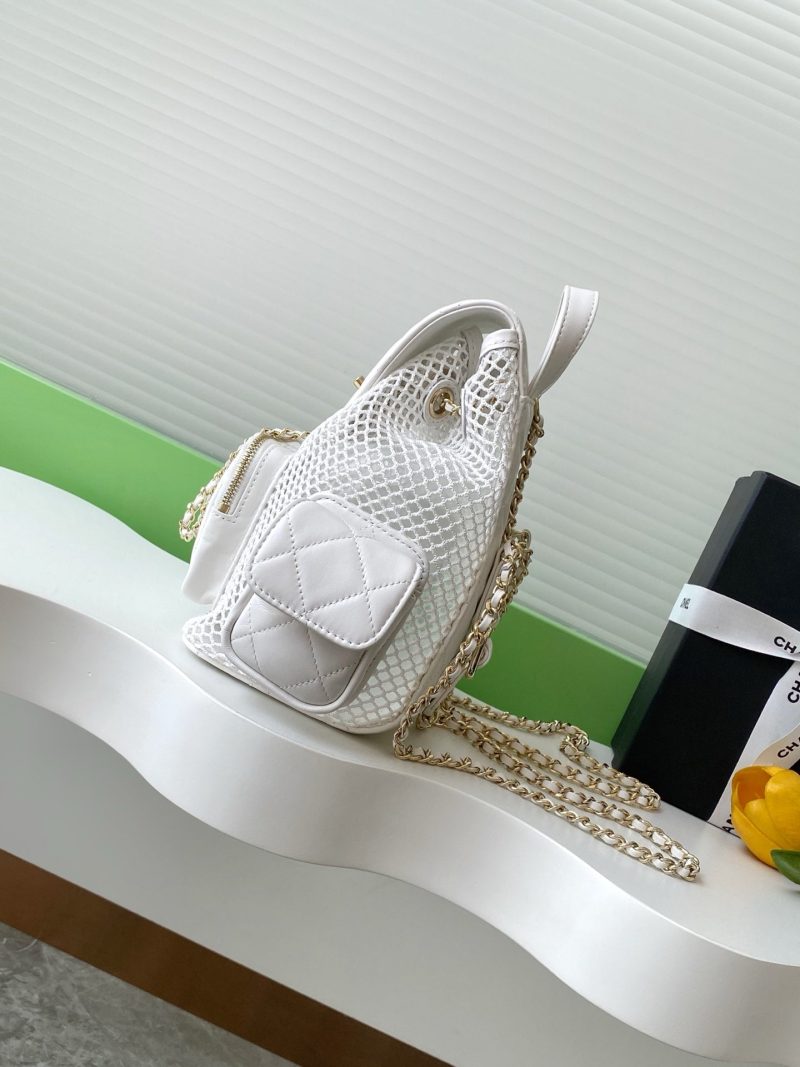 cc 25S Backpack 25cm White Mesh Calfskin