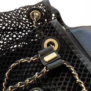 cc 25S Backpack 31cm Black Mesh Calfskin