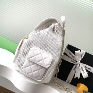 cc 25S Backpack 31cm White Mesh Calfskin
