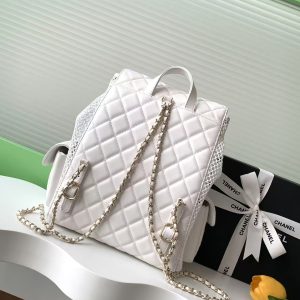 cc 25S Backpack 31cm White Mesh Calfskin