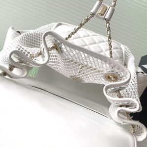 cc 25S Backpack 31cm White Mesh Calfskin