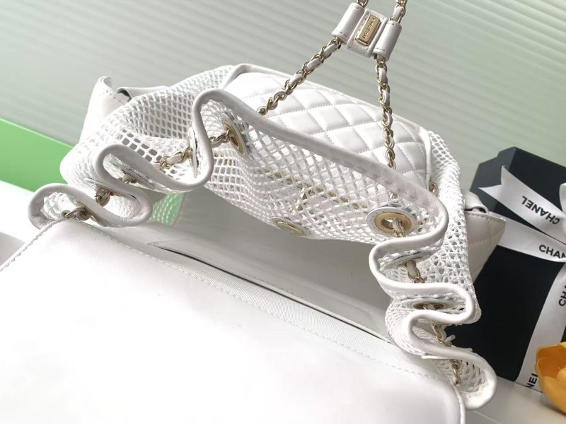 cc 25S Backpack 31cm White Mesh Calfskin