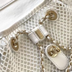 cc 25S Backpack 31cm White Mesh Calfskin