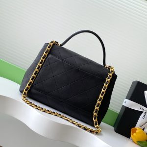 img_ecb71349_20250513_i1747107294152_2553_0_2_jpg_dce85570-a9da-4c7b-b61a-d4e0868e4093 cc 25S Vintage Flap Bag 28cm Top Handle Black Calfskin