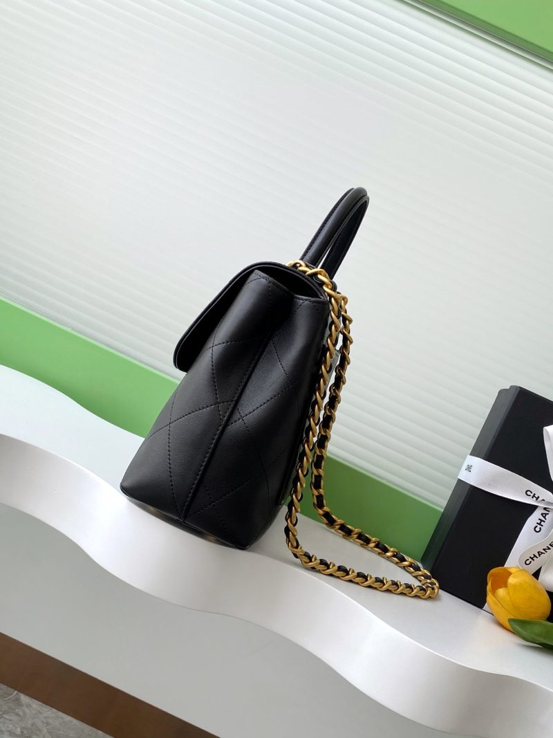 img_ecb71349_20250513_i1747107294153_4250_0_1_jpg_6a7a82b5-0021-4372-8381-65978ddb1e35 cc 25S Vintage Flap Bag 28cm Top Handle Black Calfskin