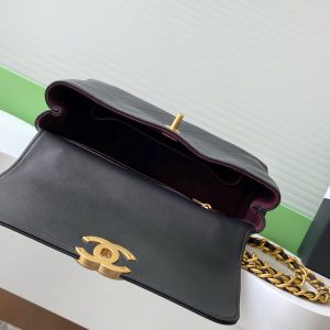 img_ecb71349_20250513_i1747107294175_8619_0_7_jpg_10993617-96da-44f5-97d4-f315e4dd1625 cc 25S Vintage Flap Bag 28cm Top Handle Black Calfskin