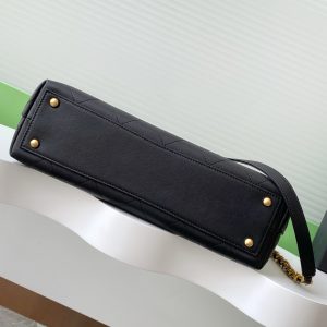 cc 25S Vintage Flap Bag 33cm Top Handle Black Calfskin