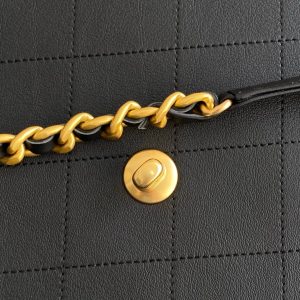 cc 25S Vintage Flap Bag 33cm Top Handle Black Calfskin