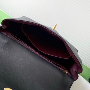 cc 25S Vintage Flap Bag 33cm Top Handle Black Calfskin