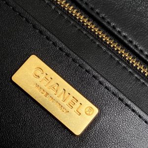 cc 25S Flap Bag 20cm Black Raffia