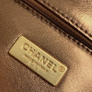 cc 25S Flap Bag 21cm Brown Gold Sequin Calfskin