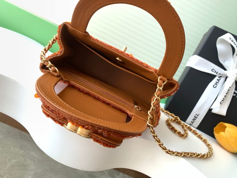 Chanel 2025 Kelly Bag 19cm Vibrant Orange Sequin Leather 319628