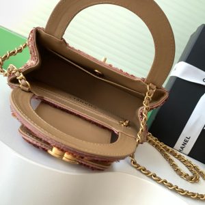 Chanel 2025 Kelly Bag 19cm Pinkish-brown Sequin Leather 319629