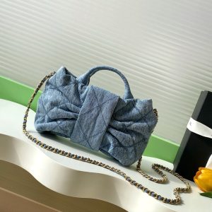CC 25K Mini Bow Bag 26cm Blue Denim