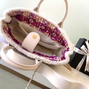 img_ecb71349_20251123_i1763881770555_4607_0_7_jpg CC 2025 Bag Pink White Tweed Fabric Leather