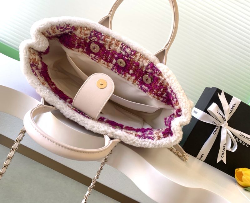 img_ecb71349_20251123_i1763881770555_4607_0_7_jpg CC 2025 Bag Pink White Tweed Fabric Leather