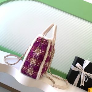 img_ecb71349_20251123_i1763881770825_8478_0_1_jpg CC 2025 Bag Pink White Tweed Fabric Leather