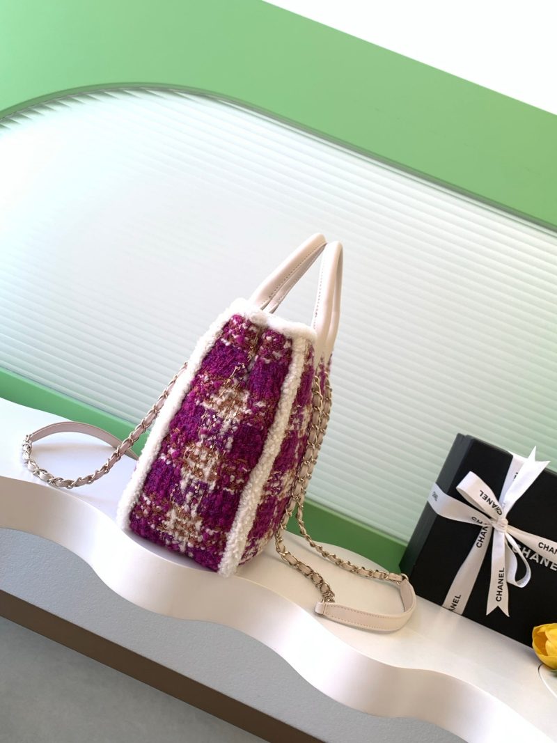 img_ecb71349_20251123_i1763881770825_8478_0_1_jpg CC 2025 Bag Pink White Tweed Fabric Leather