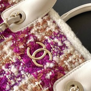 img_ecb71349_20251123_i1763881772495_7922_0_4_jpg CC 2025 Bag Pink White Tweed Fabric Leather