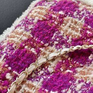img_ecb71349_20251123_i1763881772575_2704_0_5_jpg CC 2025 Bag Pink White Tweed Fabric Leather