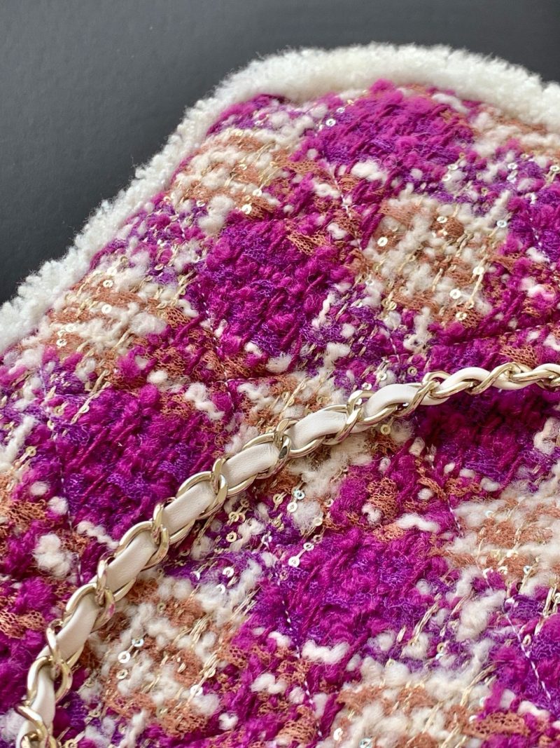 img_ecb71349_20251123_i1763881772575_2704_0_5_jpg CC 2025 Bag Pink White Tweed Fabric Leather