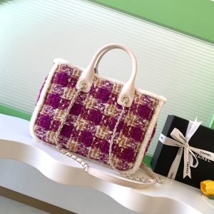 img_ecb71349_20251123_i1763881772609_8631_0_2_jpg CC 2025 Bag Pink White Tweed Fabric Leather