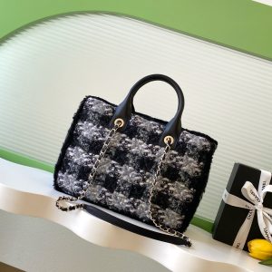 img_ecb71349_20251124_i1763972591124_3801_0_2_jpg CC 2025 Bag Black Tweed Fabric Leather