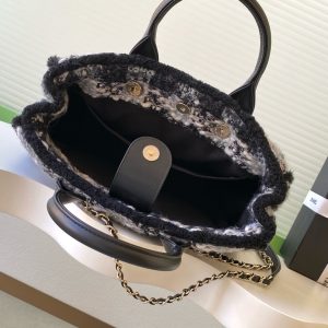 img_ecb71349_20251124_i1763972591176_6548_0_7_jpg CC 2025 Bag Black Tweed Fabric Leather