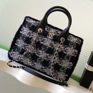 img_ecb71349_20251124_i1763972591246_6186_0_0_jpg CC 2025 Bag Black Tweed Fabric Leather