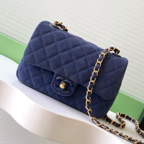 Chanel 2026 Flap Bag Blue Suede Leather