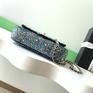 Chanel 2026 Flap Bag 21cm Blue mix Colors Sequin Leather 325283