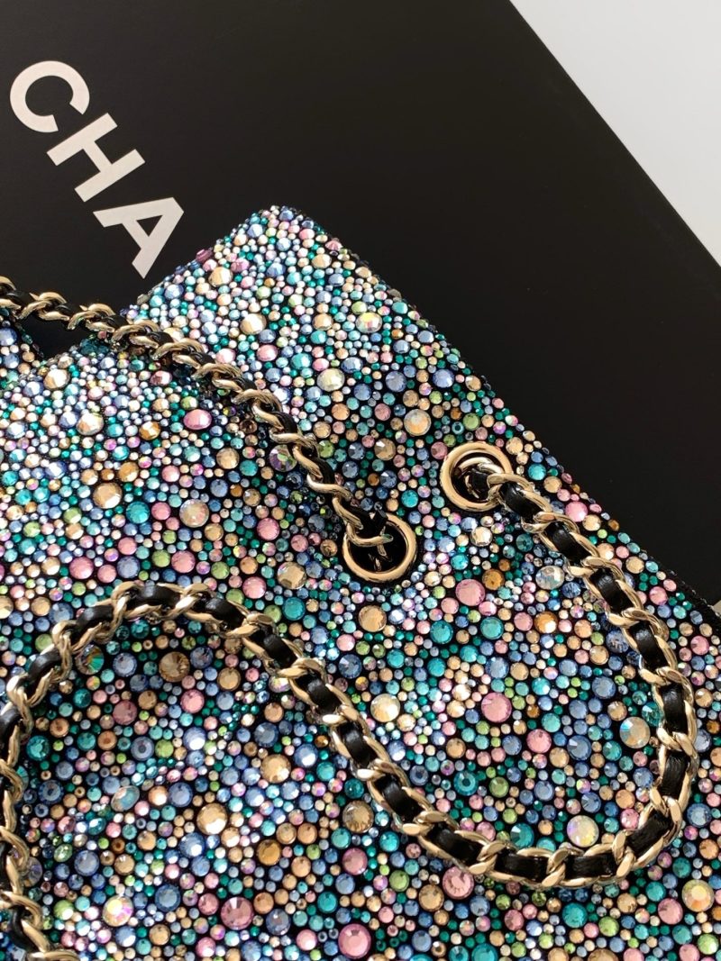 Chanel 2026 Flap Bag 21cm Blue mix Colors Sequin Leather 325283