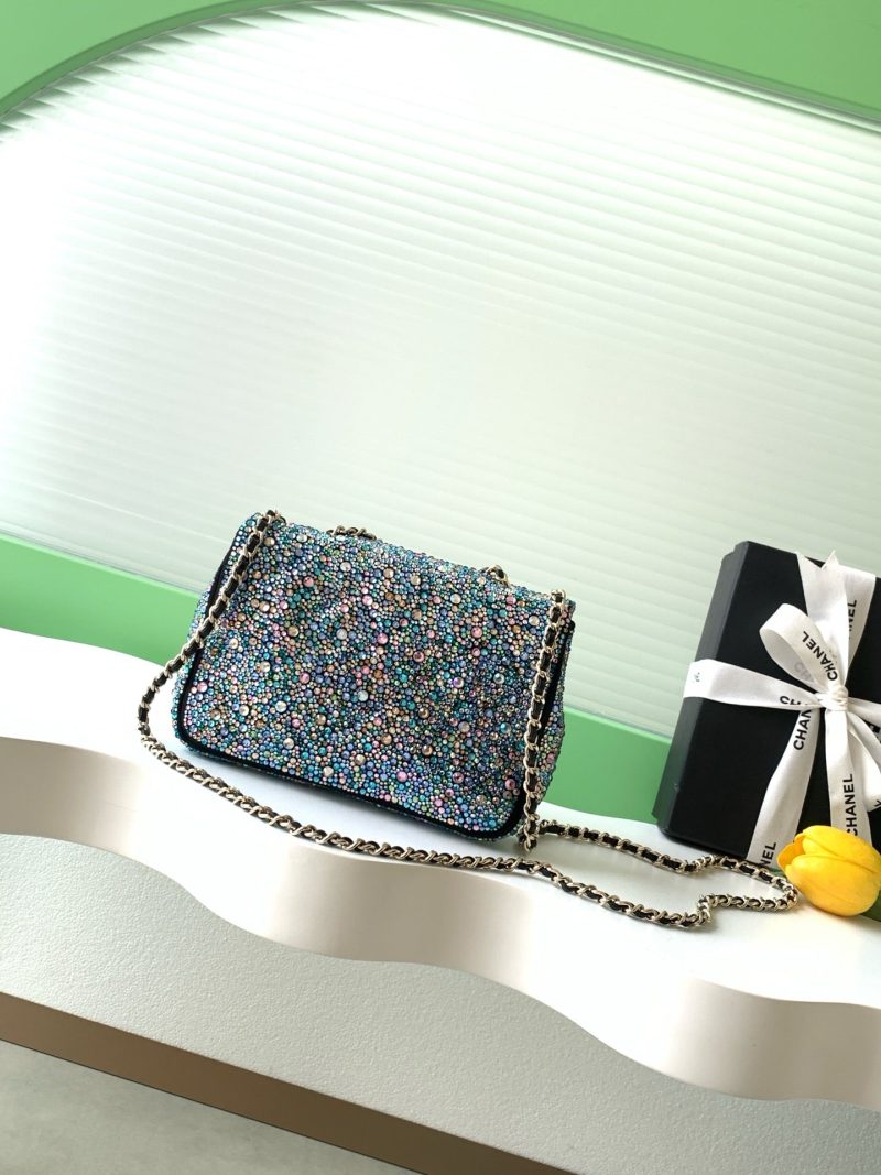 Chanel 2026 Flap Bag 21cm Blue mix Colors Sequin Leather 325283