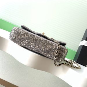 Chanel 2026 Flap Bag 21cm Silver mix Colors Sequin Leather 325282