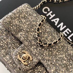 Chanel 2026 Flap Bag 21cm Silver mix Colors Sequin Leather 325282