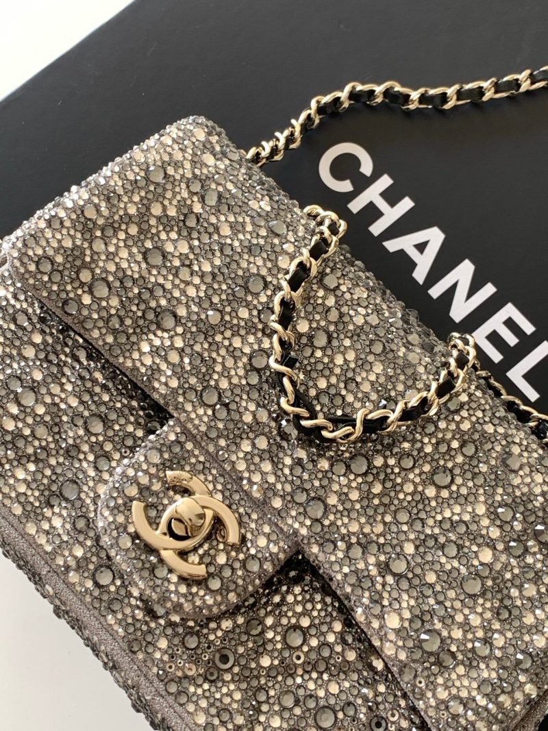 Chanel 2026 Flap Bag 21cm Silver mix Colors Sequin Leather 325282