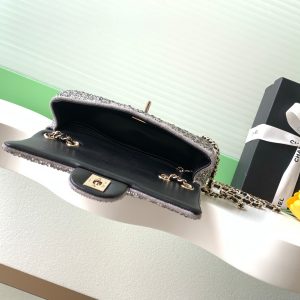 Chanel 2026 Flap Bag 21cm Silver mix Colors Sequin Leather 325282