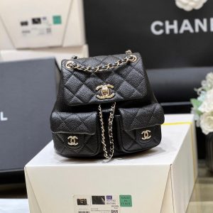 24a duma backpack black caviar leather light gold hardware