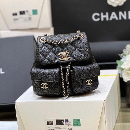 24a duma backpack black caviar leather light gold hardware