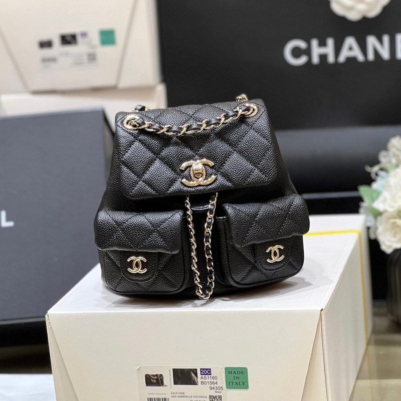 24a duma backpack black caviar leather light gold hardware