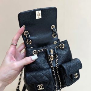 24a duma backpack black caviar leather light gold hardware