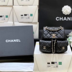 24a duma backpack black caviar leather light gold hardware