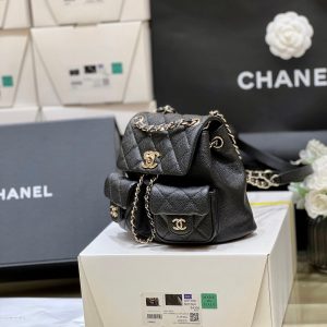 24a duma backpack black caviar leather light gold hardware