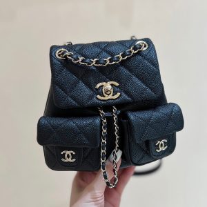 24a duma backpack black caviar leather light gold hardware