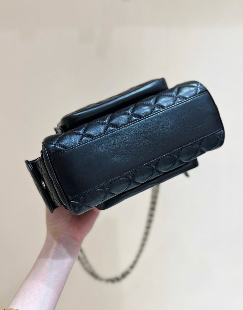 Chanel 24K Special Edition Camera 24cm Bag Black Sheepskin
