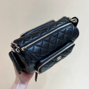 Chanel 24K Special Edition Camera 24cm Bag Black Sheepskin