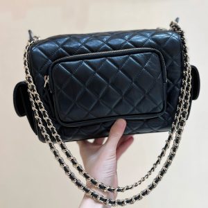 Chanel 24K Special Edition Camera 24cm Bag Black Sheepskin