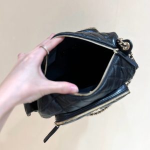 Chanel 24K Special Edition Camera 24cm Bag Black Sheepskin