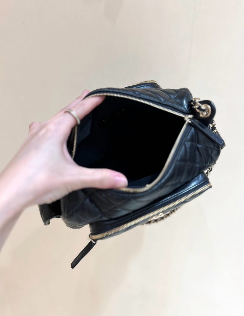 Chanel 24K Special Edition Camera 24cm Bag Black Sheepskin