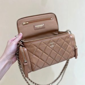 img_f3c7fd90_20241017_i1729153682_8331_4_jpg CC 24K Handle Camera Bag 23cm Brown Lambskin Light GHW